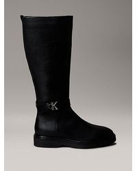 Calvin Klein - Kniehohe Stiefel Aus Leder Mit Charakteristischem Logo - Lyst