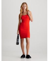 Calvin Klein - Slim Mini-jurk Van Breisel Met Textuur - Lyst