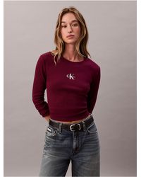 Calvin Klein - Monologo Long Sleeve Baby Tee - Lyst