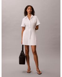 Calvin Klein - Cotton Poplin Mini Shirt Dress - Lyst