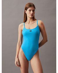 Calvin Klein - Low Back Swimsuit - Ck Monogram Rib - Lyst