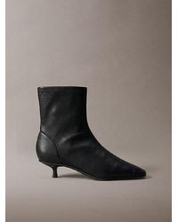 Calvin Klein - Leather Kitten Heel Ankle Boots - Lyst