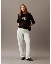 Calvin Klein - Contrast Monogram Logo Slim Fit Crewneck T-shirt - Lyst