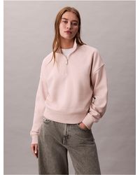 Calvin Klein - Calvin Klein Archive Logo Fleece Quarter Zip Mock Neck Sweatshirt - Lyst