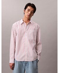 Calvin Klein - Cotton Poplin Striped Shirt - Lyst
