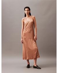 Calvin Klein - Crushed Satin Maxi Dress - Lyst