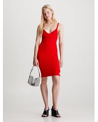 Calvin Klein - Kleid aus weichem geripptem Lyocell - Lyst