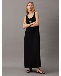 Calvin Klein - Maxi-Trägerkleid aus Baumwoll-Jersey - Lyst