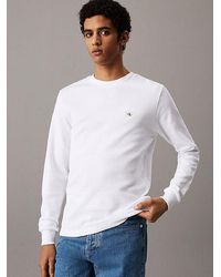 Calvin Klein - Slim Wafel-T-Shirt Met Lange Mouwen - Lyst