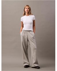 Calvin Klein - Monogram Logo Fleece Wide Leg Sweatpants - Lyst