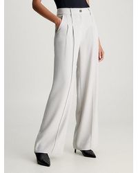 Calvin Klein - Pantalones de sarga suave con pierna ancha - Lyst