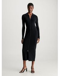 Calvin Klein - Vestido slim de canalé con cremallera - Lyst