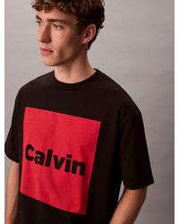 Calvin Klein - T-Shirt Con Logo Grafico Box Taglio Relaxed - Lyst