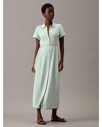 Calvin Klein - Relaxed Crepe Midi Shirt Dress - Lyst