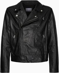 Calvin Klein Chaqueta biker de piel - Negro