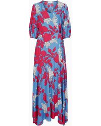 Calvin Klein Vestido largo y cruzado de estilo floral - Azul