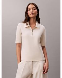 Calvin Klein - Top Polo Con Zip A Maniche Corte - Lyst