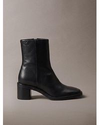 Calvin Klein - Leather Block Heel Ankle Boots - Lyst