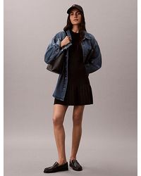 Calvin Klein - Jeans Ribbed Cotton Flared Mini Dress - Lyst
