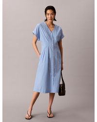 Calvin Klein - Cotton Poplin Button-Down Shirt Dress - Lyst