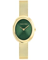 Calvin Klein - Oval Twisted Bezel Mesh Watch - Lyst