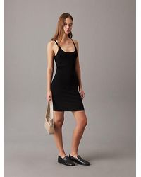 Calvin Klein - Bodycon Jurk Van Gebreide Stretchstof - Lyst