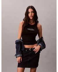 Calvin Klein - Smalle Geribbelende Katoenen Tanktop - Lyst