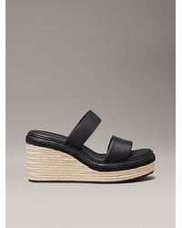 Calvin Klein - Leren Espadrillesandalen Met Sleehak - Lyst