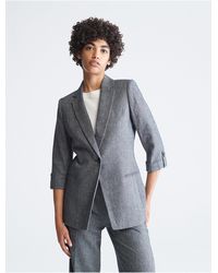 Calvin Klein Herringbone Single Button Suit Jacket - Blue