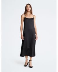 Calvin Klein - Satin Midi Slip Dress - Lyst