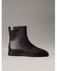 Calvin Klein - Ankle-Boots Aus Leder Mit Reißverschluss - Lyst