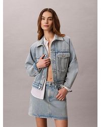 Calvin Klein - Jeans Boxy Logo Tape Denim Jacket - Lyst