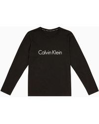 Calvin Klein Camiseta de manga larga de estar por casa - Comfort Cotton - Negro