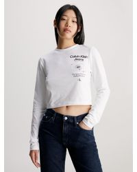 Calvin Klein - T-shirt court à manches longues avec logo - Lyst