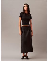 Calvin Klein - Stretch Poplin Long Skirt - Lyst