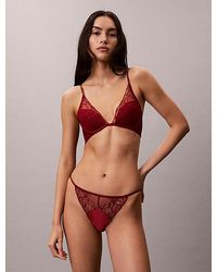 Calvin Klein - Lightly Lined Plunge Bra Ck Floral Lace - Lyst