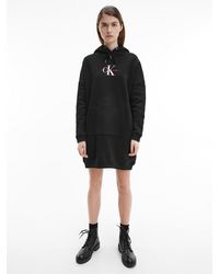 Calvin Klein Sweatshirtjurk Met Logo Van Biologisch Katoen - Zwart