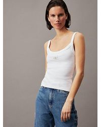 Calvin Klein - Camiseta de tirantes de canalé de algodón - Lyst