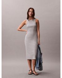 Calvin Klein - Jeans Ribbed Cotton Midi Tank Dress - Lyst