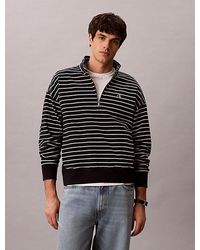 Calvin Klein - Relaxed Stripe Quarter Zip Sweatshirt - Lyst