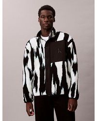 Calvin Klein - Chaqueta holgada de borreguito estampada con cuello perkins - Lyst
