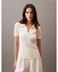Calvin Klein - Smooth Cotton Rib Sweater Polo Shirt - Lyst