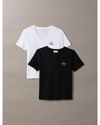 Calvin Klein - T-Shirt Mit V-Ausschnitt Und Monologo Im 2-Er Pack - Lyst