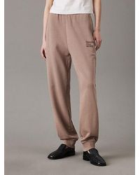 Calvin Klein - Pantalón de chándal de felpa de algodón lavado - Lyst