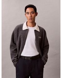 Calvin Klein - Boiled Merino Wool Zip Cardigan - Lyst