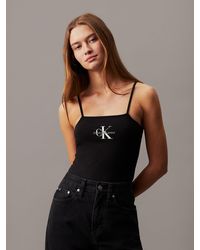 Calvin Klein - Cotton Stretch Monogram Bodysuit - Lyst