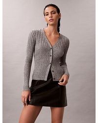 Calvin Klein - Geribbeld Katoenen Mouliné Vest - Lyst