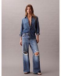 Calvin Klein - Low Rise Distressed Baggy Jeans - Lyst