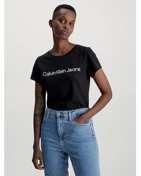 Calvin Klein - Slim T-shirt Met Logo Van Biologisch Katoen - Lyst