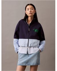 Calvin Klein - Cropped Colour Block Nylon Jacket - Lyst
